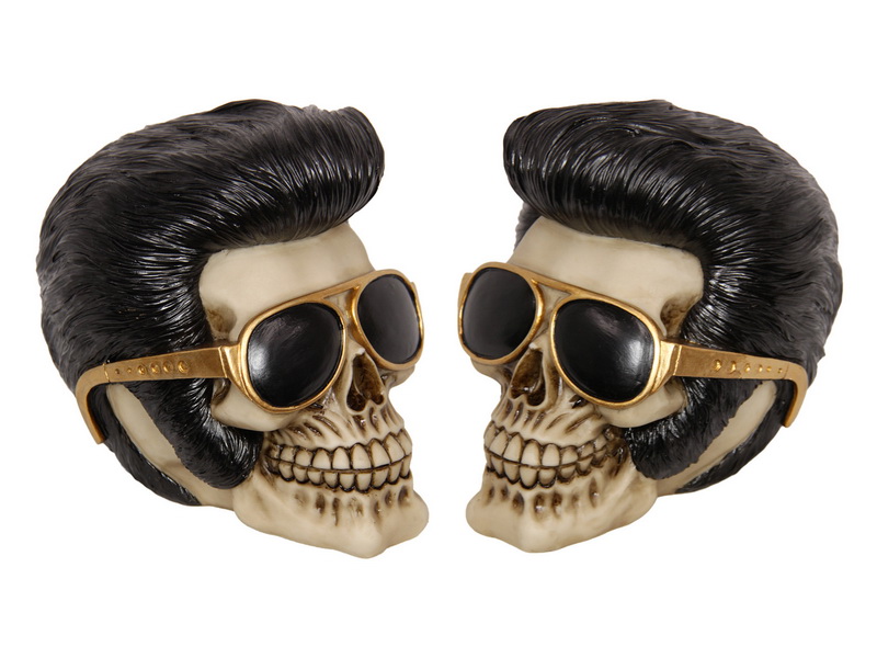 Skull Elvis with Gold Glasses
